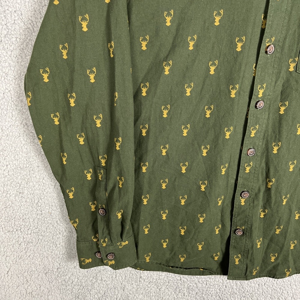 DULUTH Trading Untucked Mens LT Relaxed Fit Flannel Shirt Green Deer Buck Print‎ - Picture 4 of 12